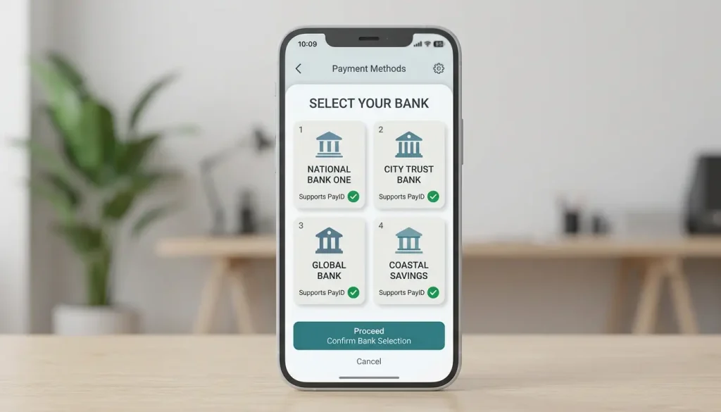 The big four Australian banks shown as PayID supported institutions