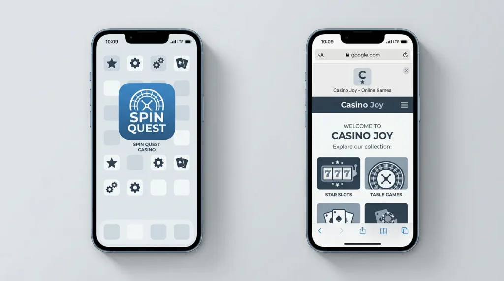 Casino app and mobile browser shown side by side for PayID deposits