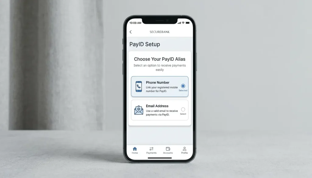 Choosing between a phone number and email address as a PayID alias