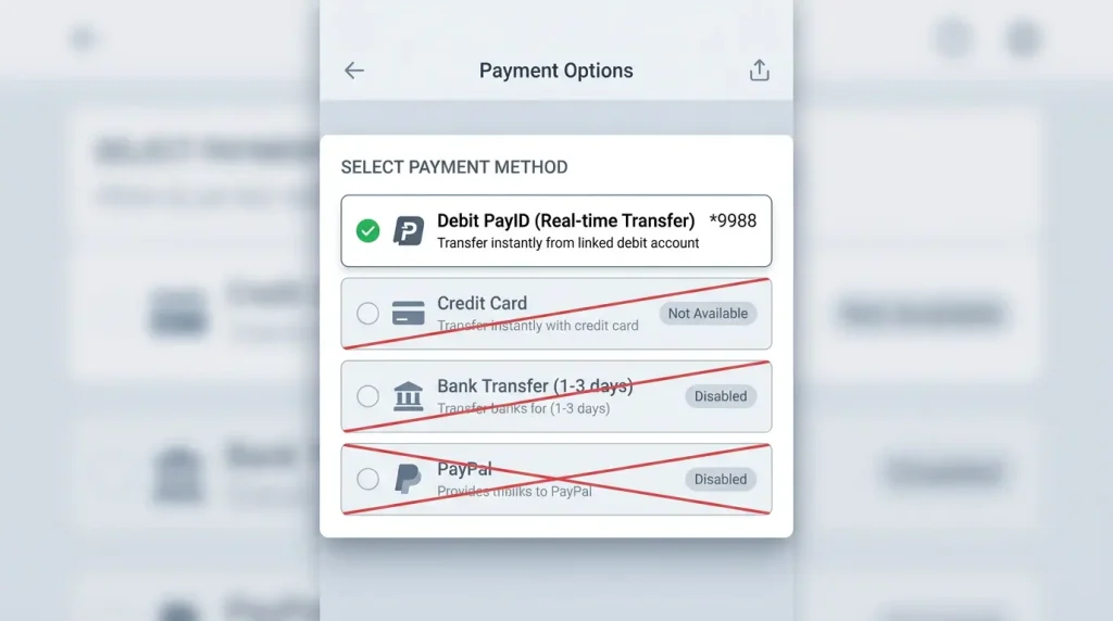 Debit-based PayID remaining allowed after the credit card ban