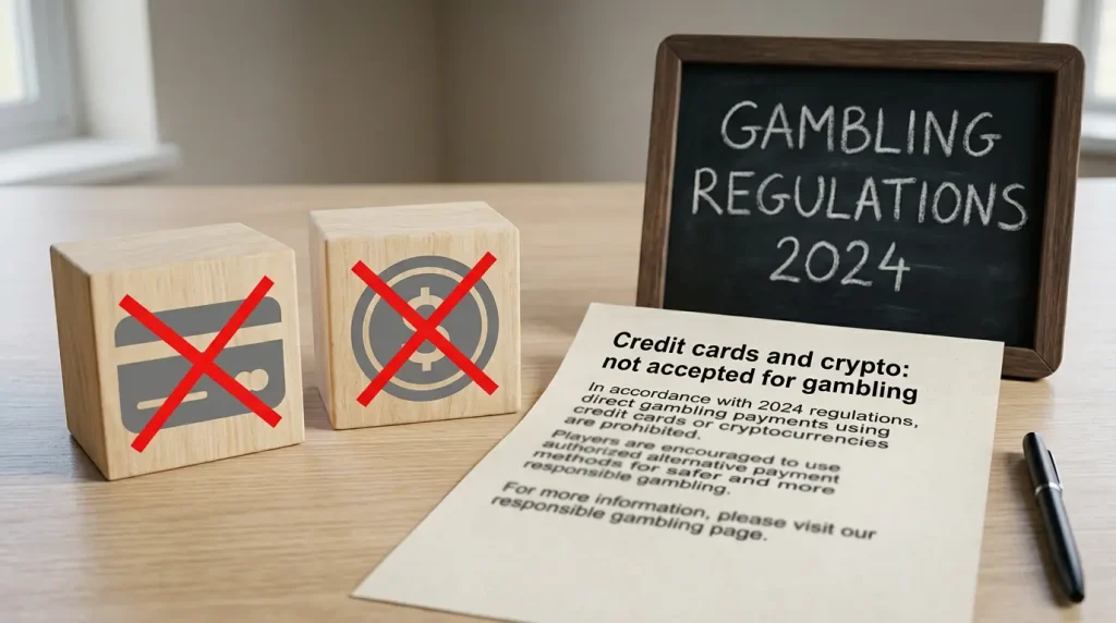 Notice illustrating the Australian ban on credit cards and crypto for licensed gambling operators