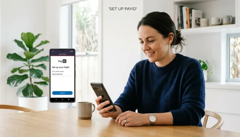 Setting up a PayID alias in a mobile banking app before playing