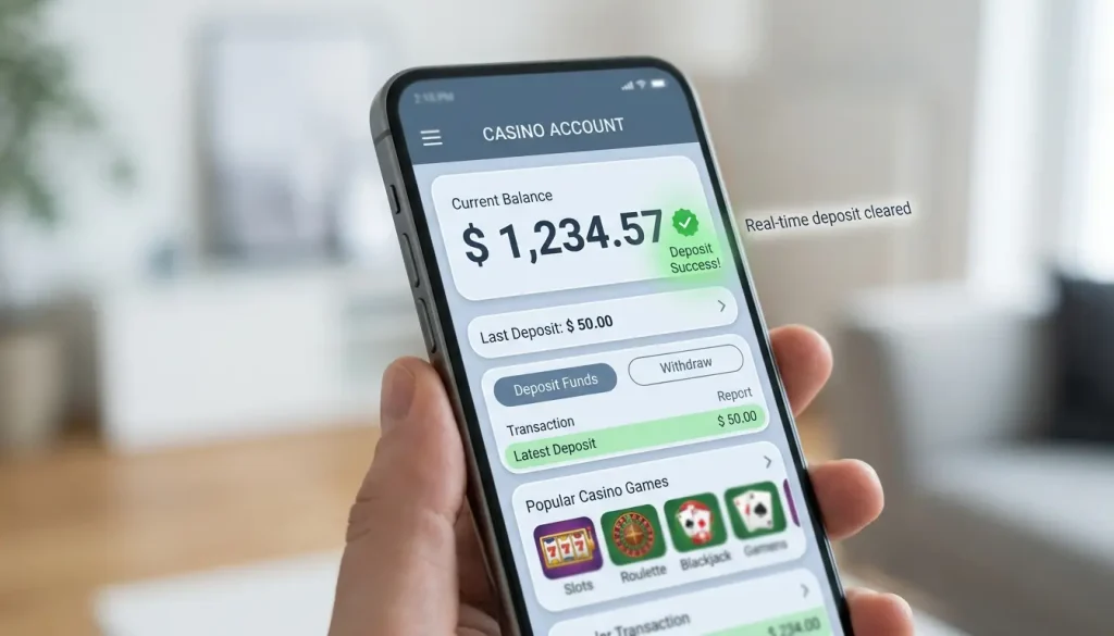 Casino balance updating instantly after a real-time PayID deposit clears