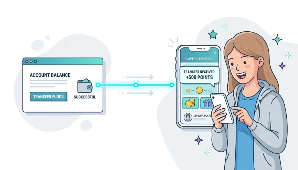 Real-time payment plumbing delivering an instant transfer to a player