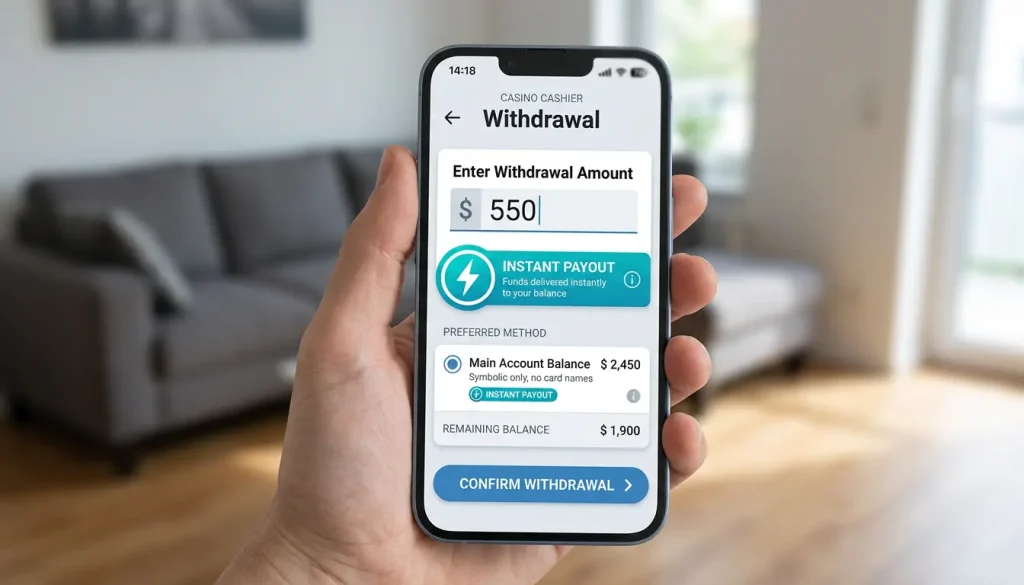 Casino advertising an instant PayID payout on a mobile screen