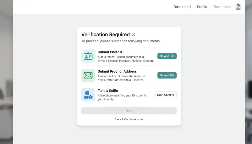 Identity documents a casino requests during PayID KYC verification