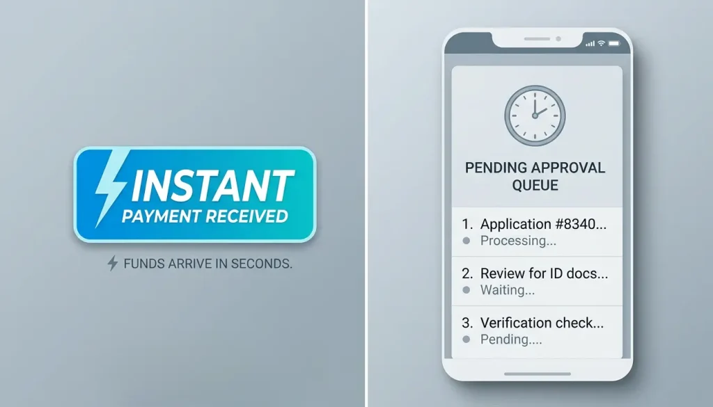 Casino payout marked instant while waiting in a manual approval queue