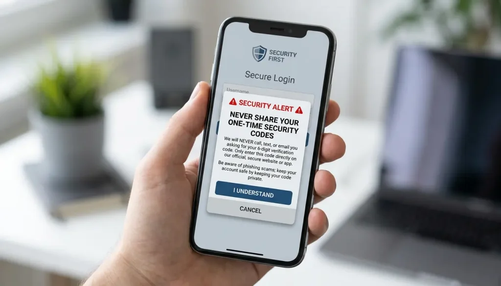 Warning never to share one-time codes during a PayID scam