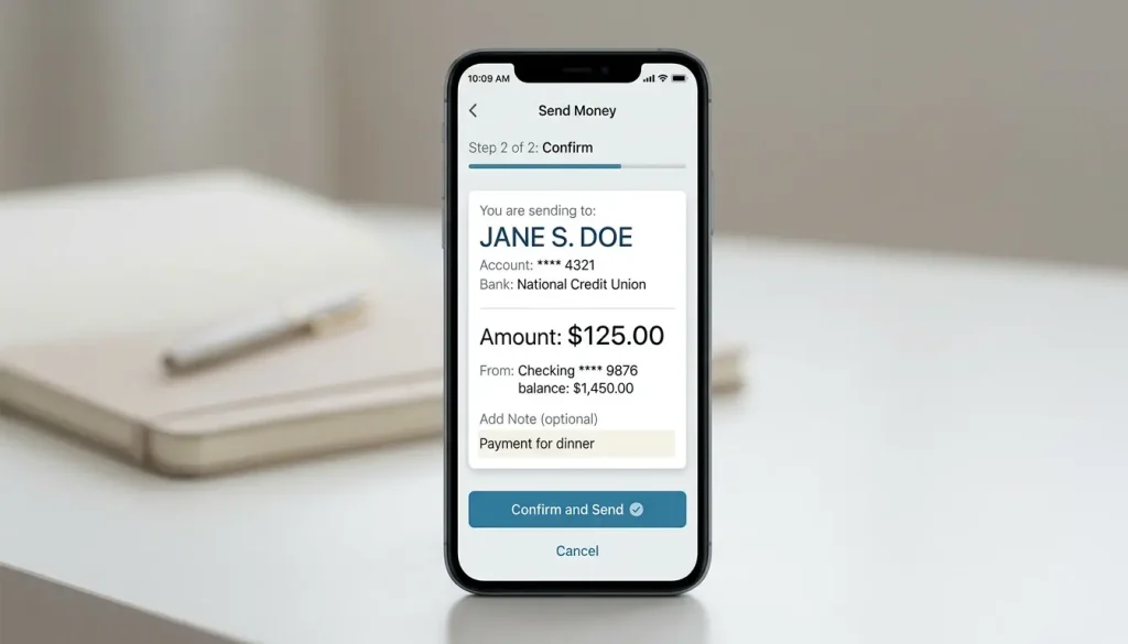 Confirmation of Payee revealing the account name before sending money