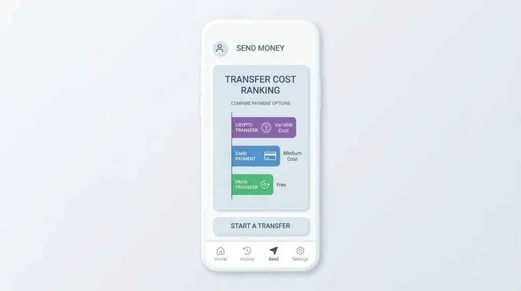 PayID cost compared against card and crypto casino payment fees