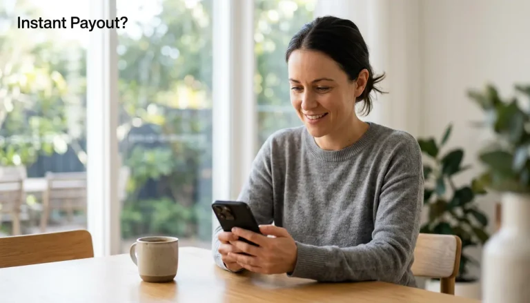PayID instant withdrawal request from an online casino on a mobile phone