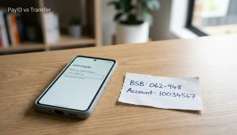 PayID alias compared to a standard bank transfer BSB and account form