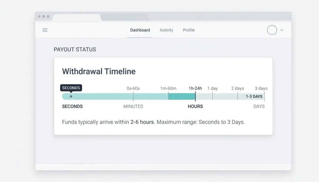 Realistic time range for a PayID casino withdrawal shown on a phone