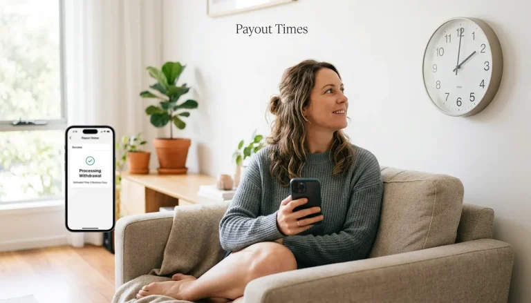 Player checking how long a PayID casino withdrawal takes on a phone