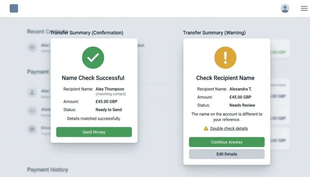 Name-check reducing errors on a fast PayID transfer versus a bank transfer