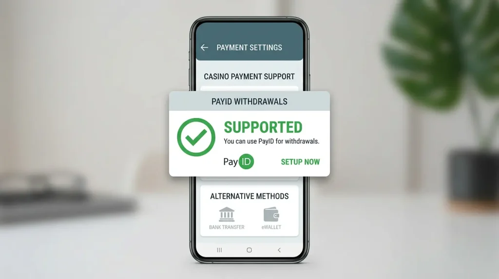 Checking whether a casino supports PayID for withdrawals too