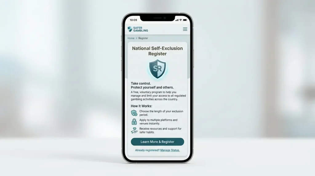 BetStop national self-exclusion register explained on a screen