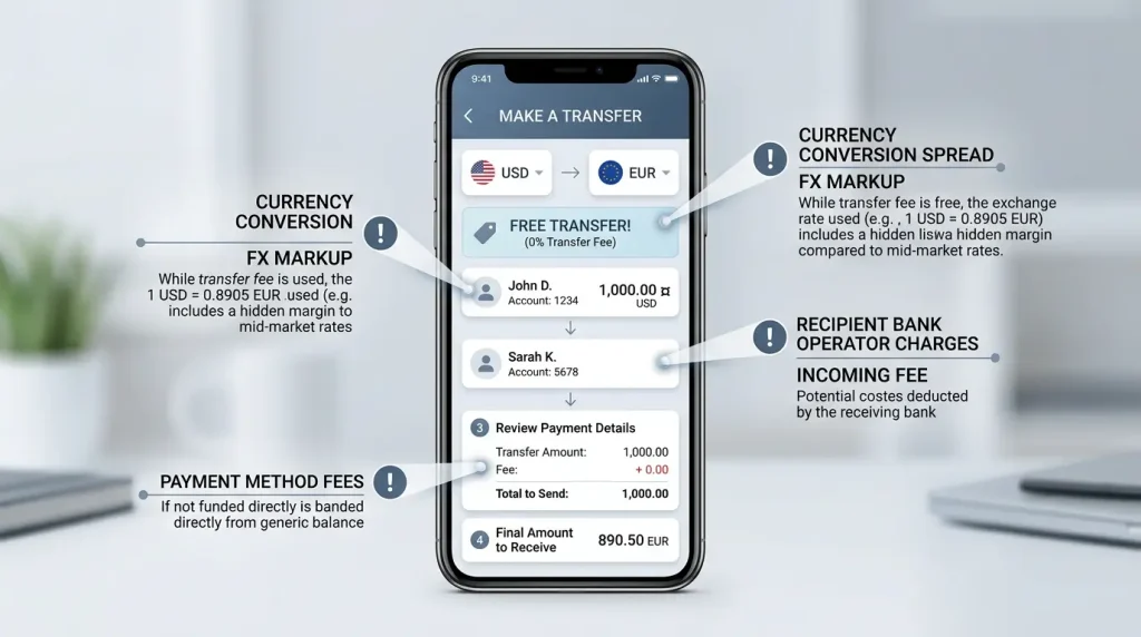 Hidden operator and currency costs around an otherwise free PayID payment